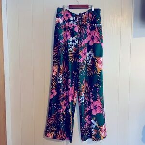 New York and Company Wide Leg Tropical Statement Pants